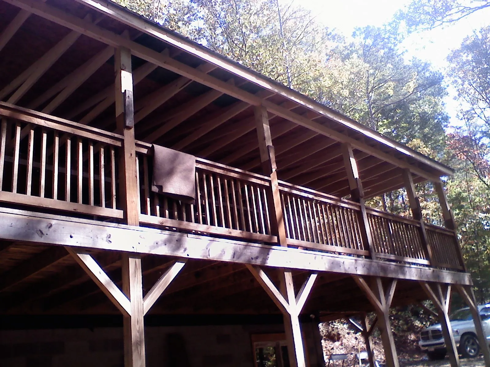 Timber framing under a new elevated porch and deck — Roof Leak Repair in Catoosa by Roofing Brothers